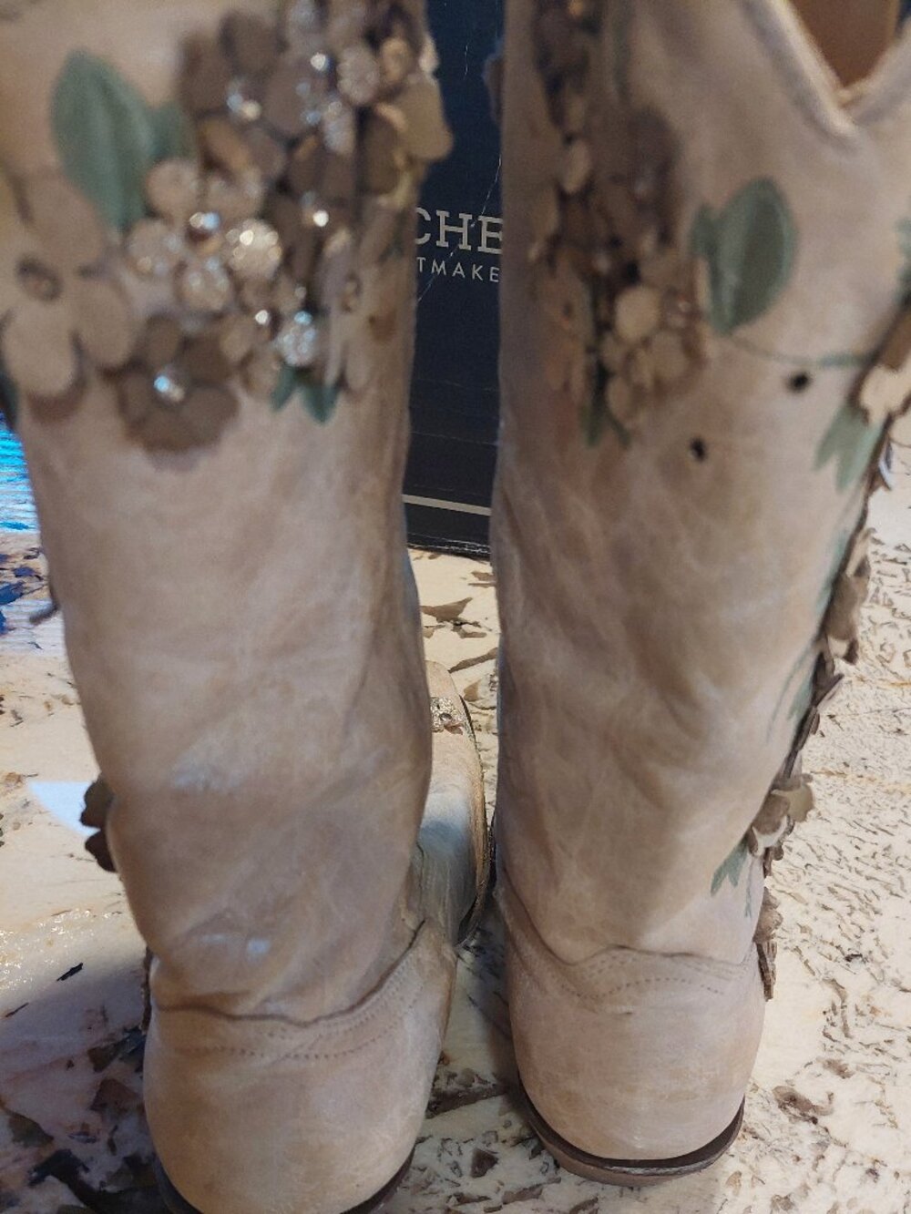 Corral Cream 3D leather Flower Boots Size 9.5 m - Picture 5 of 9